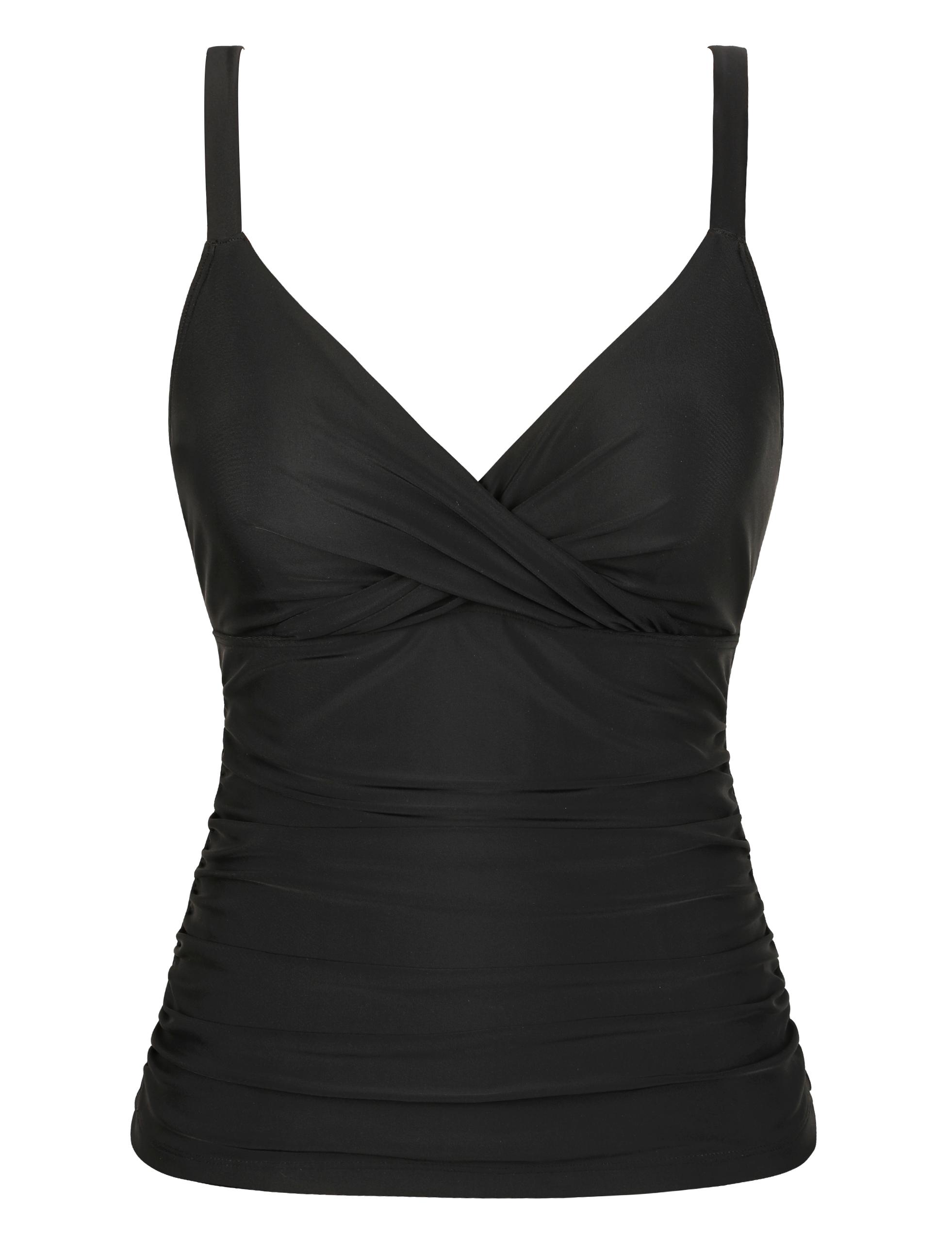 Hilor Women's Underwire Tankini Top Ruched Tummy Control Bathing Suit Tops Push Up Top Swimsuit Front Twist Swim Top Only