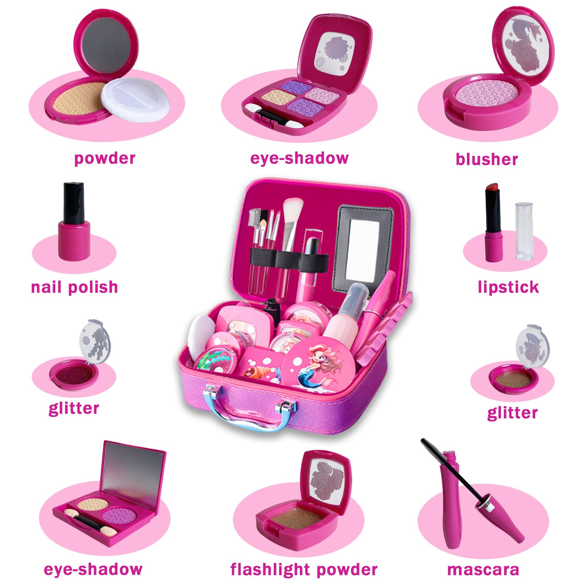 Realistic Makeup Toy Set, 22/14pcs Plastic Cosmetic Bag Kit, Non-Real Cosmetics, 3 to 9 Years Old, Princess Birthday Gift