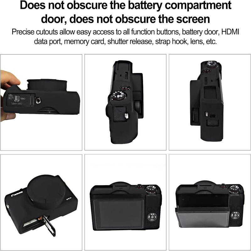 Silicone Camera Case with Removable Lens Cover, Soft Silicone Protective Cover, Camera Accessories, Camera Protector Compatible with Canon G7 X Mark III