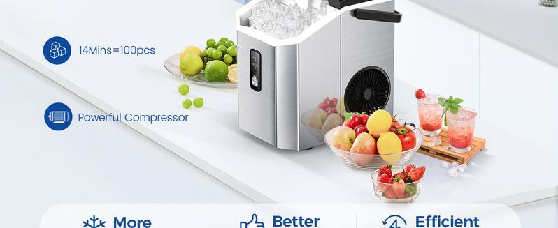 COWSAR Nugget Ice Maker Countertop, Chewable Nugget Ice Cubes Machine, Quick Ice Making 34Lbs/Day, Self-Cleaning, Portable Stainless Steel Ice Machine for Home Kitchen Office Party
