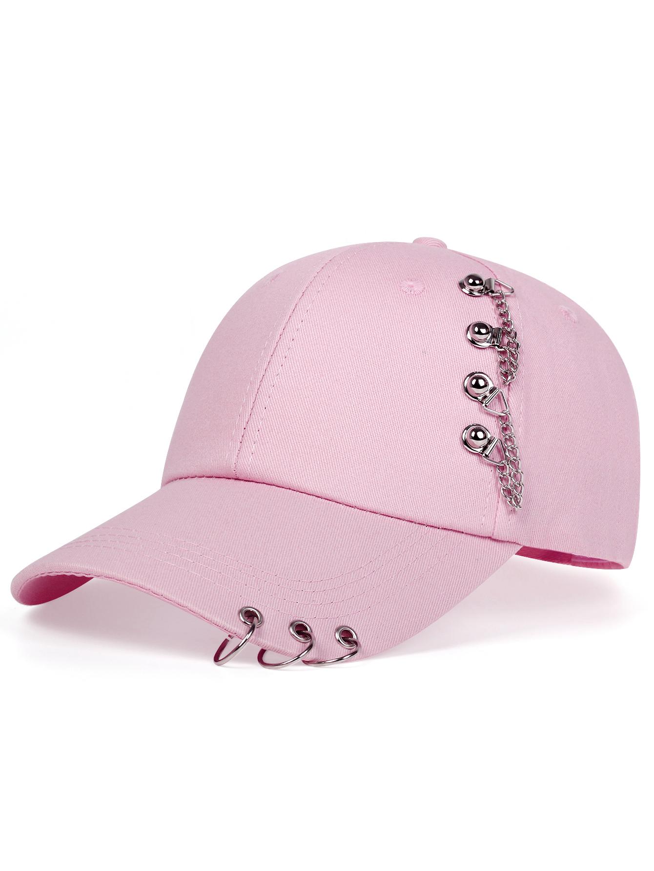 Men Solid Color Side Rivets With Three Rings Baseball Cap Fashion Breathable Women Hip-hop Adjustable Leisure Sun Hat
