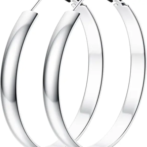 Hoop Earrings for Women Girls Hypoallergenic Lightweight Thin Large Hoops – 5mm Wide, 30/40/50/60MM