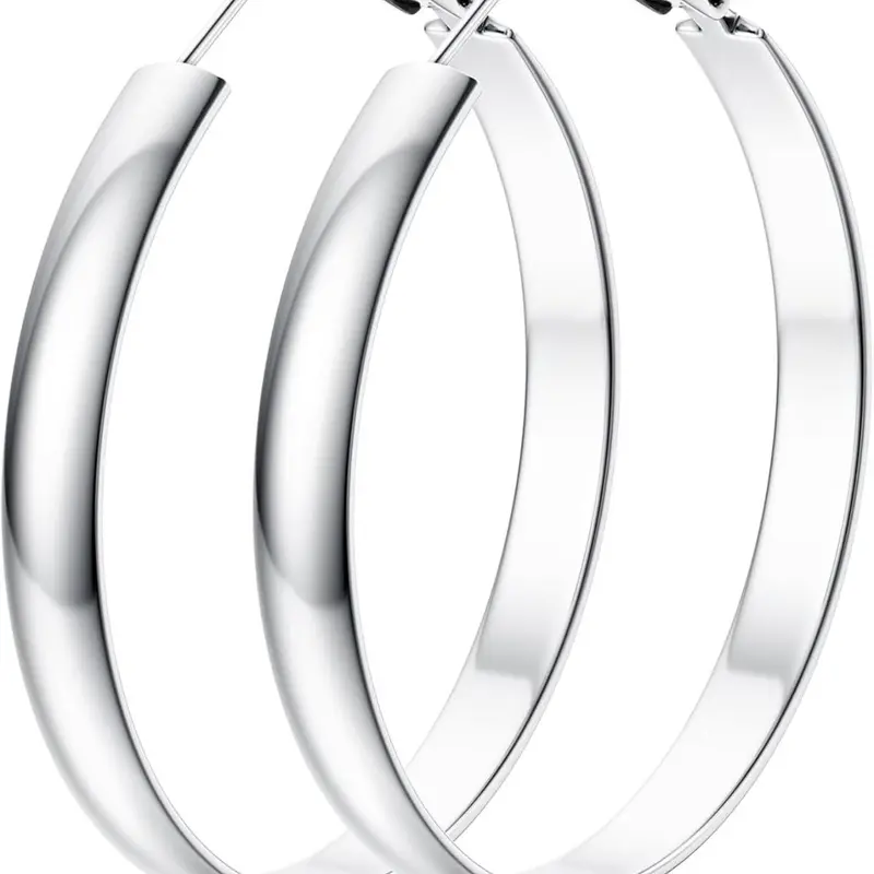 Hoop Earrings for Women Girls Hypoallergenic Lightweight Thin Large Hoops – 5mm Wide, 30/40/50/60MM