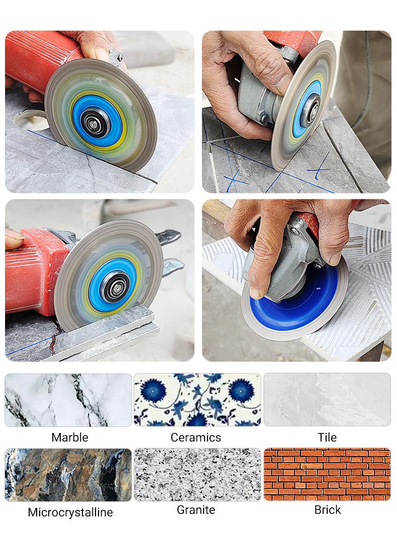 LOZLIN 3PCS 4.5"(115MM) Mesh Turbo Diamond Saw Blade All-Ceramic - Ultra-Thin Dry Cutting Blade for Ceramic Tile, Stone - No Chipping Grinding Disc for Angle Grinder Tools