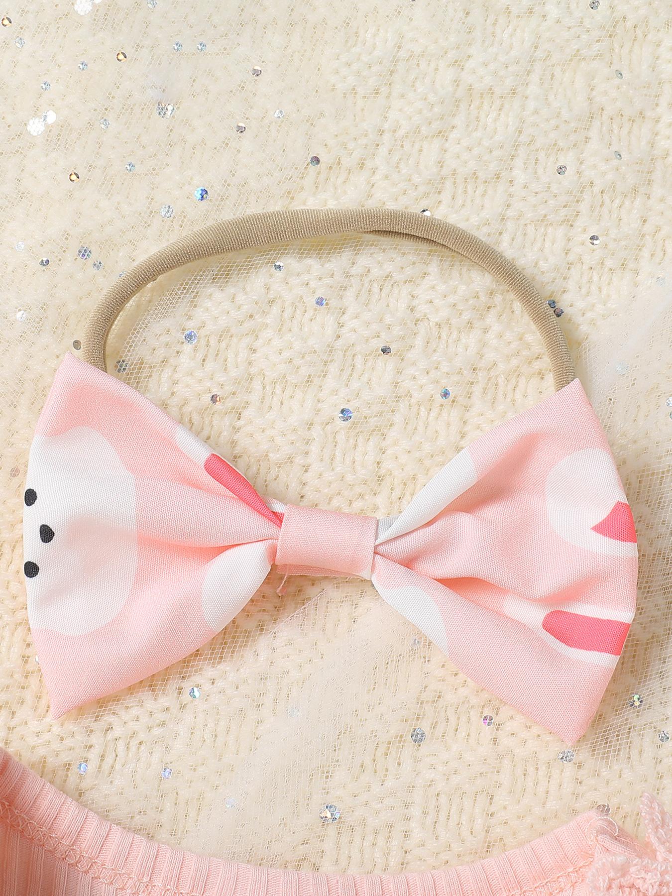 Baby Girls 2-Piece Clothes Rabbit Easter Cute Romper and Headband Pink Color Toddler Outfit for Spring #springtok