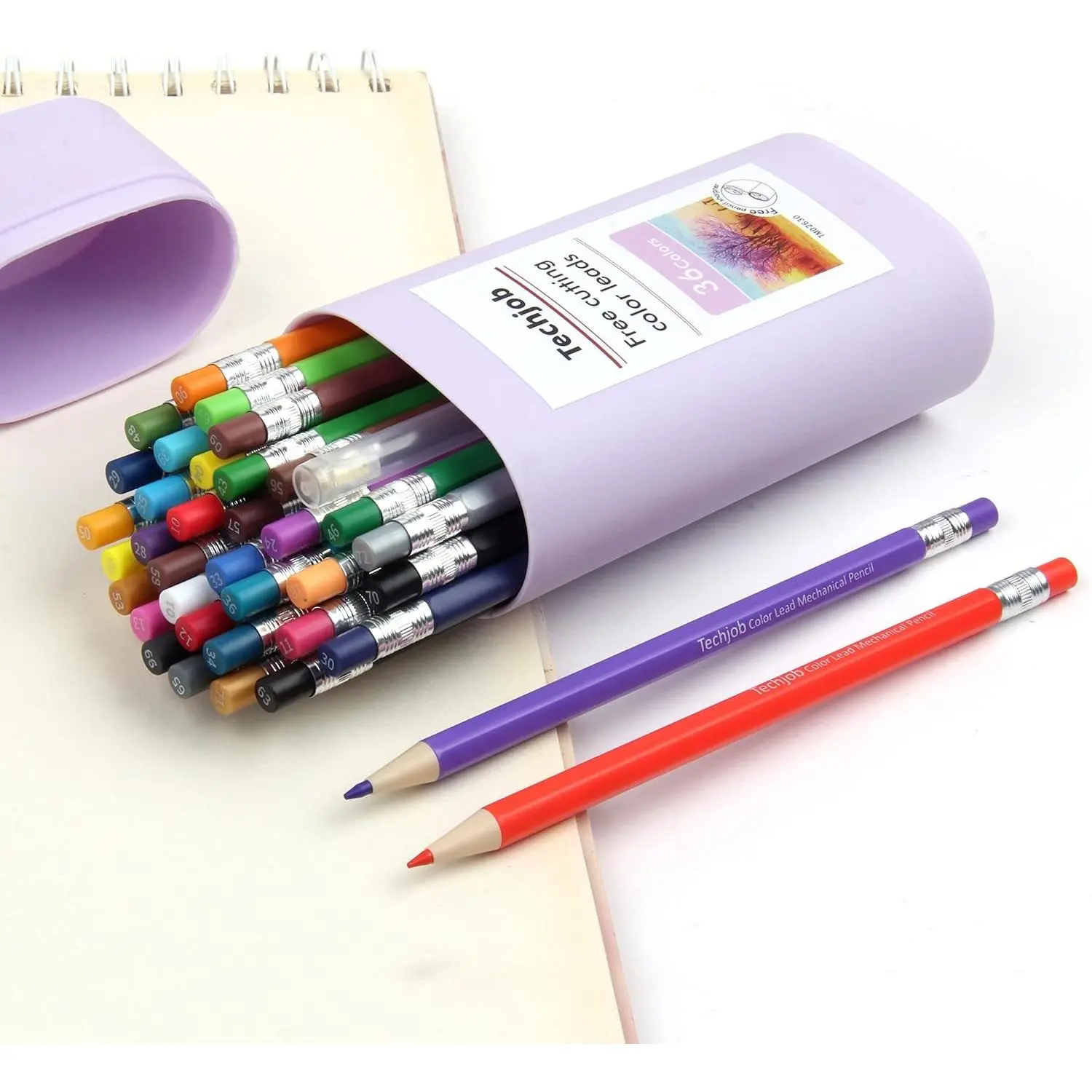 36pcs 2.6mm Colored Mechanical Pencils Set with Sharpener and Portable Case for Coloring and Drawing