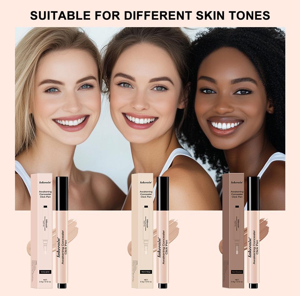 3-colour concealer pen, liquid concealer pen, dark circle concealer pen, tear trough concealer pen, highlighting concealer pen, acne scar concealer pen, blemish concealer pen, precision concealer pen, easy-to-use concealer pen