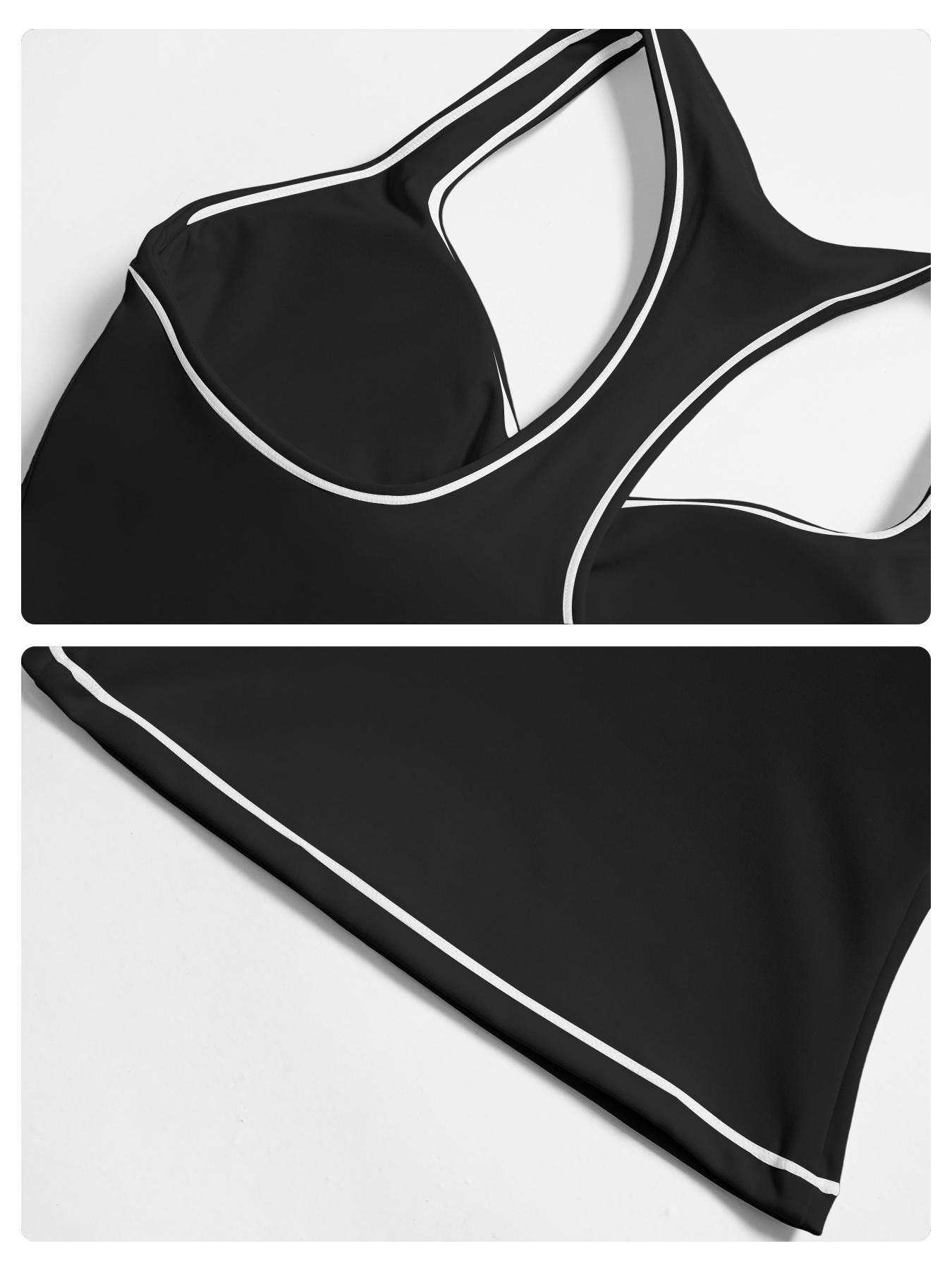 Women's Yoga Set with Dual Shoulder Straps, High-End Feel Sportswear, Running & Exercise, Colorblock Fleece Fabric, High Stretch Sporty