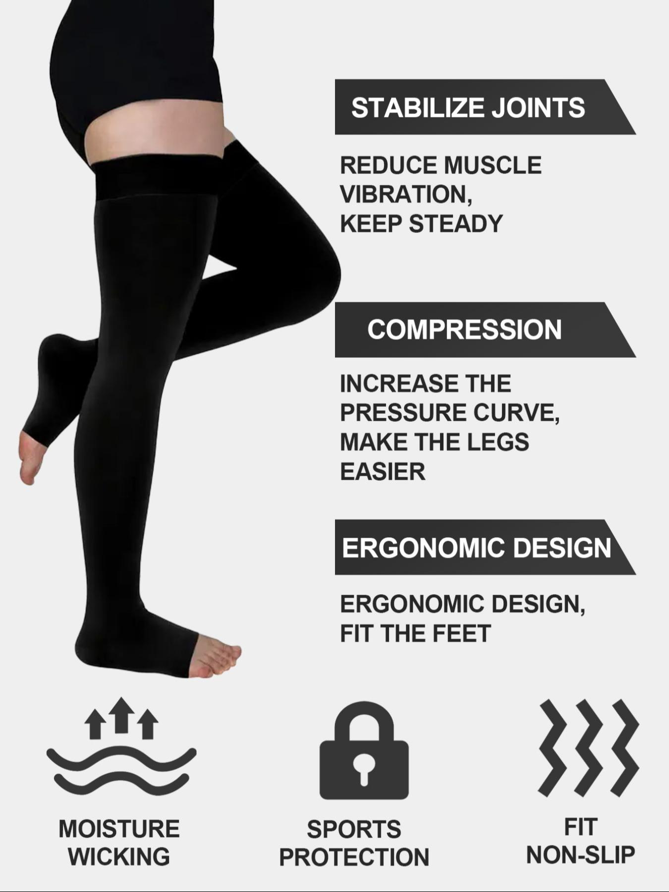 2 Pairs Knee Thigh High Compression Stockings Over the Knee for Women Men Long Socks Compression Athletic Socks 15 - 20 mmhg Circulation Socks Blood Flow Issues Running Pregnancy Sport Gym Medias para la Mujer Medical