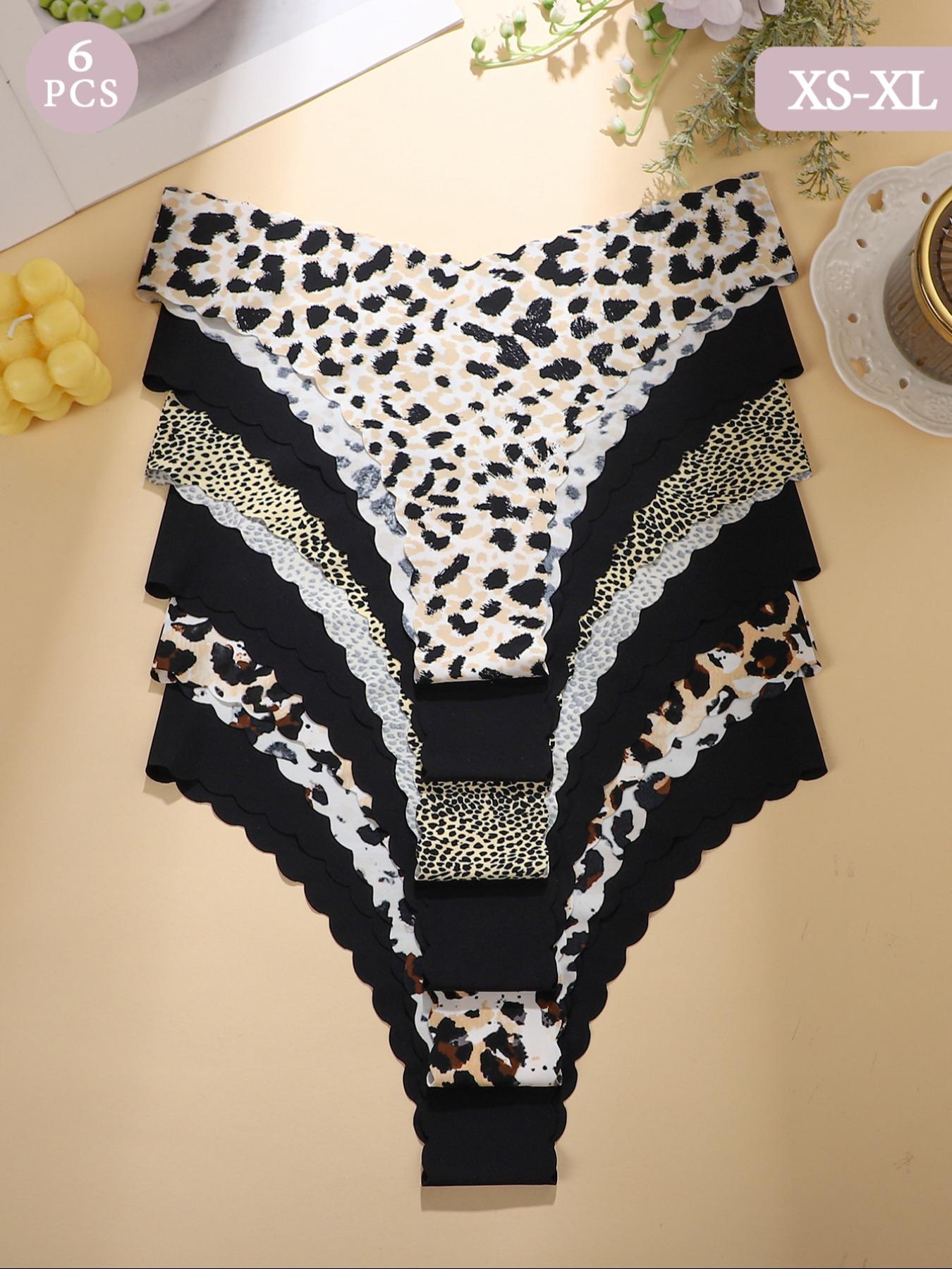 Women's Seamless Wave Design Leopard Underwear Set, Comfortable Breathable Antibacterial Panties, Fitted All Season Casual Style Women's Seamless Wave Design Leopard Underwear Set, Comfortable Breathable Antibacterial Panties, Fitted All Season Casual Style