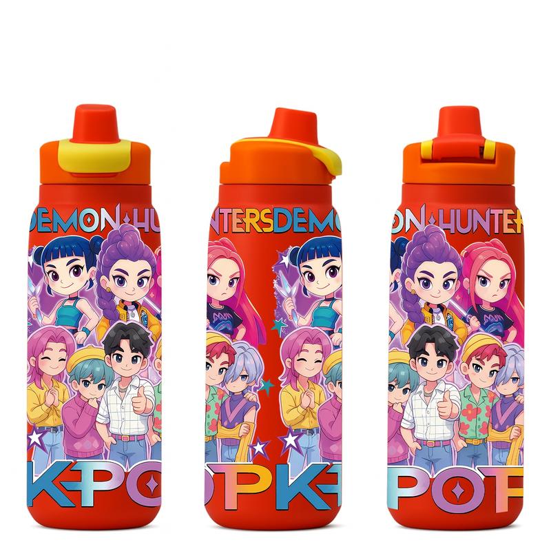 AuraCup 19/24/32oz KPop Demon Hunters Stainless Steel Tumbler, Vacuum Insulated Cup, Kpop Demon Hunter X Gen-Z Cat Atmosphere, with Lid and Straw, Keep Hot 12H / Ice Drinks 24H, Travel, Office, Gift for Music Lovers, Teens