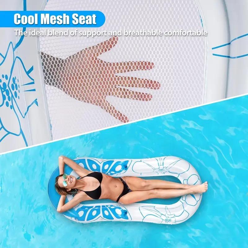Inflatable Pool Lounge Float-Floaties Rafts for Adults Floating Lounger Sun Tanning Floats Cool Water Floaty Swimming Lake Beach Party Toys with Cup Holders