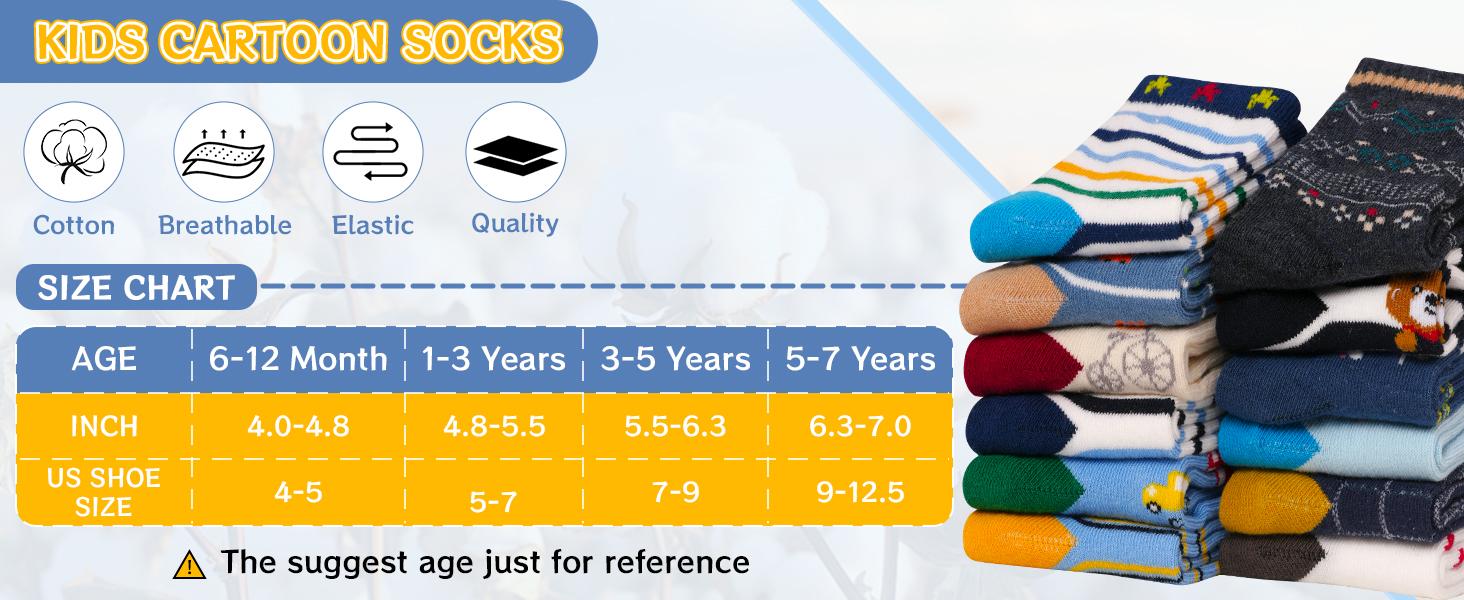Toddler Grip Socks, 12-Pair Non-Slip Cotton Socks for Boys & Girls, Soft Anti-Skid Socks with Grippers for Ages 1-7T