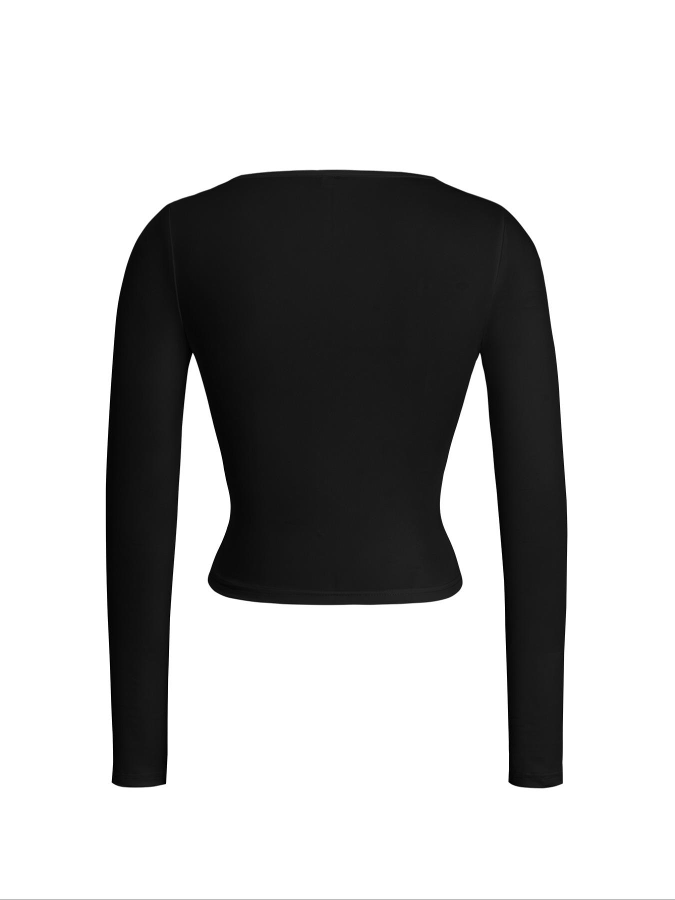 Women's Y2K Sexy Slim Fit Sweet Spicy Long Sleeve Knitted T-Shirt, Fashionable Casual Wear, Perfect for Daily