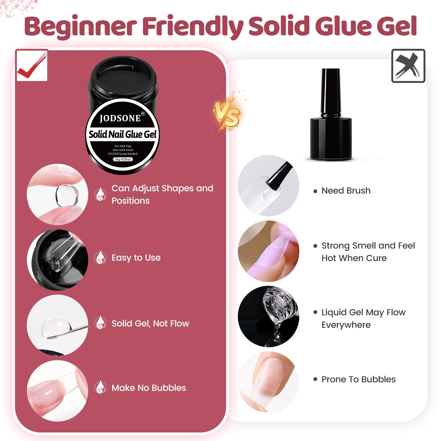 JODSONE Solid Nail Gel Glue - Easy Operation, 15 Gram, U V Light Needed, Nail Art JODSONE Solid Nail Gel Glue - Easy Operation, 15 Gram, U V Light Needed, Nail Art