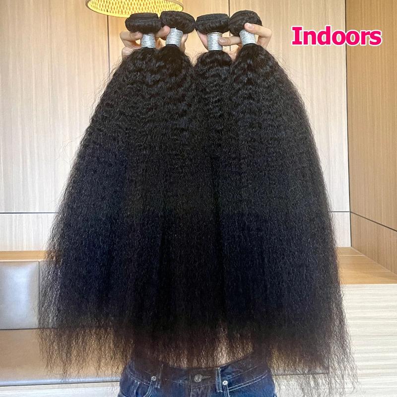 <Live Only> Msgem Hair 15A Kinky Straight 100% Human Hair Bundles Peruvian Raw Material Yaki Straight 12-32 Inch 3/4Pcs Lot Weave Extensions