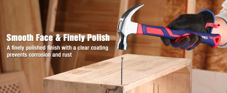 #JumpstartSale WORKPRO 2-Count Claw Hammer Set, 8 oz Mini Stubby Claw Hammer&16 oz Fiberglass General Purpose Claw Hammer, Soft Nonslip Handle & Heat Treated Head