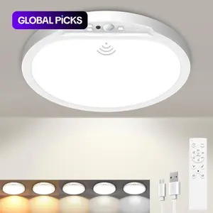 Rechargeable Motion Sensor Ceiling Light with Remote, 5 Color Magnetic Wireless Ceiling Light Battery Powered, Dimmable, Timer, Motion Activated Light for Closet Shower Hallway Pantry-20CM
