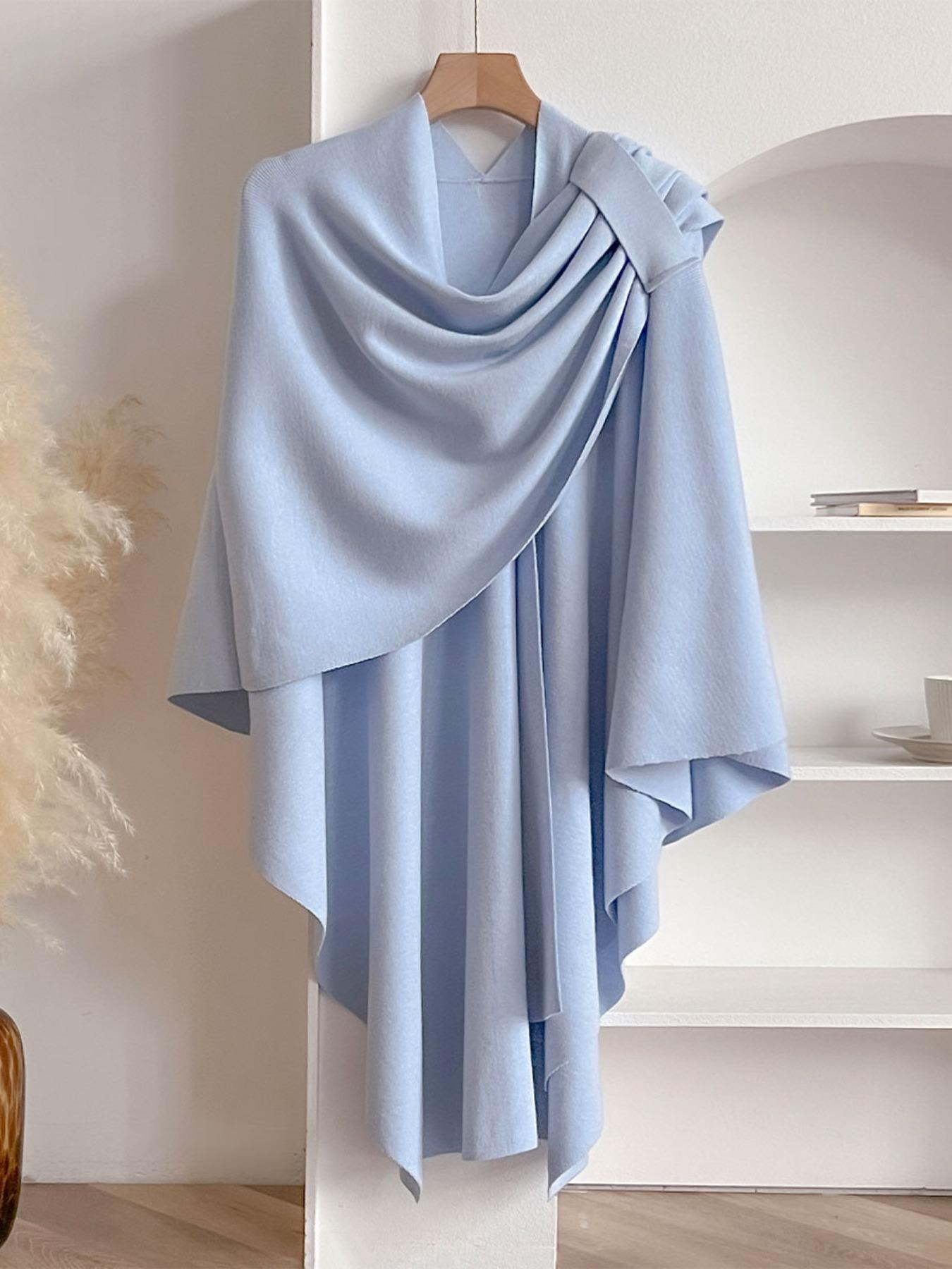 Elegant Women's Fashion Shawl, Simple Solid Color Cape for Daily Use, Perfect Birthday Gift, All Season Wearable Accessory, Trendy Solid Shawl