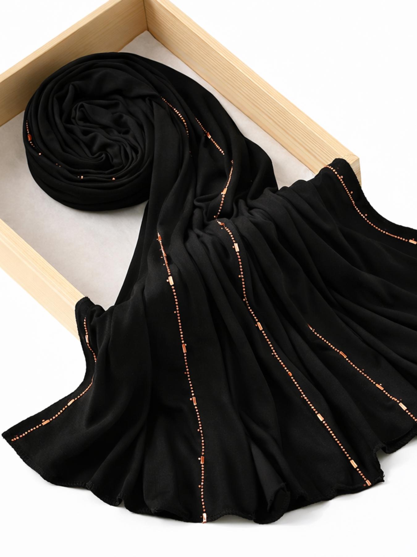Elegant Beaded Muslim Women Headscarf Scarf, Soft Lightweight Summer Shawl for Prayer, Ramadan & Daily Wear, Stylish Hijab Accessory