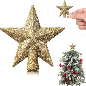 Valentines Tree Topper Mini Star Small Treetop for Christmas Tree Star Ornaments Decorative for Home Xmas Holiday Party(Gold,2.36 Inch,Glitter)