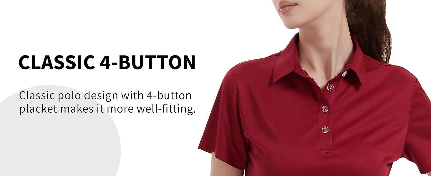 Women's Polo Shirts - UPF 50+ Sun Protection, Short Sleeve, 4-Button Collared, Quick Dry, Moisture-Wicking, Dry Fit Performance, Breathable, Fashion, Daily Wear Sportswear, Built for Golf, Tennis, Travel Days, Casual Active Top, XS-4XL, Breathable Sports