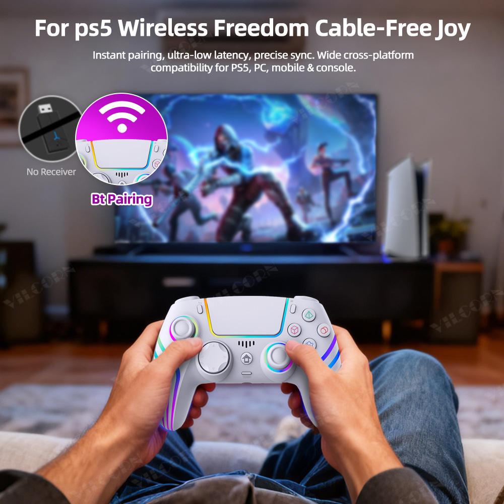 Bluetooth-compatible For Playstation 5 Wireless Controller for PS5/PS5 Slim/PS5 Pro with Turbo Dual Sense Macro Programming