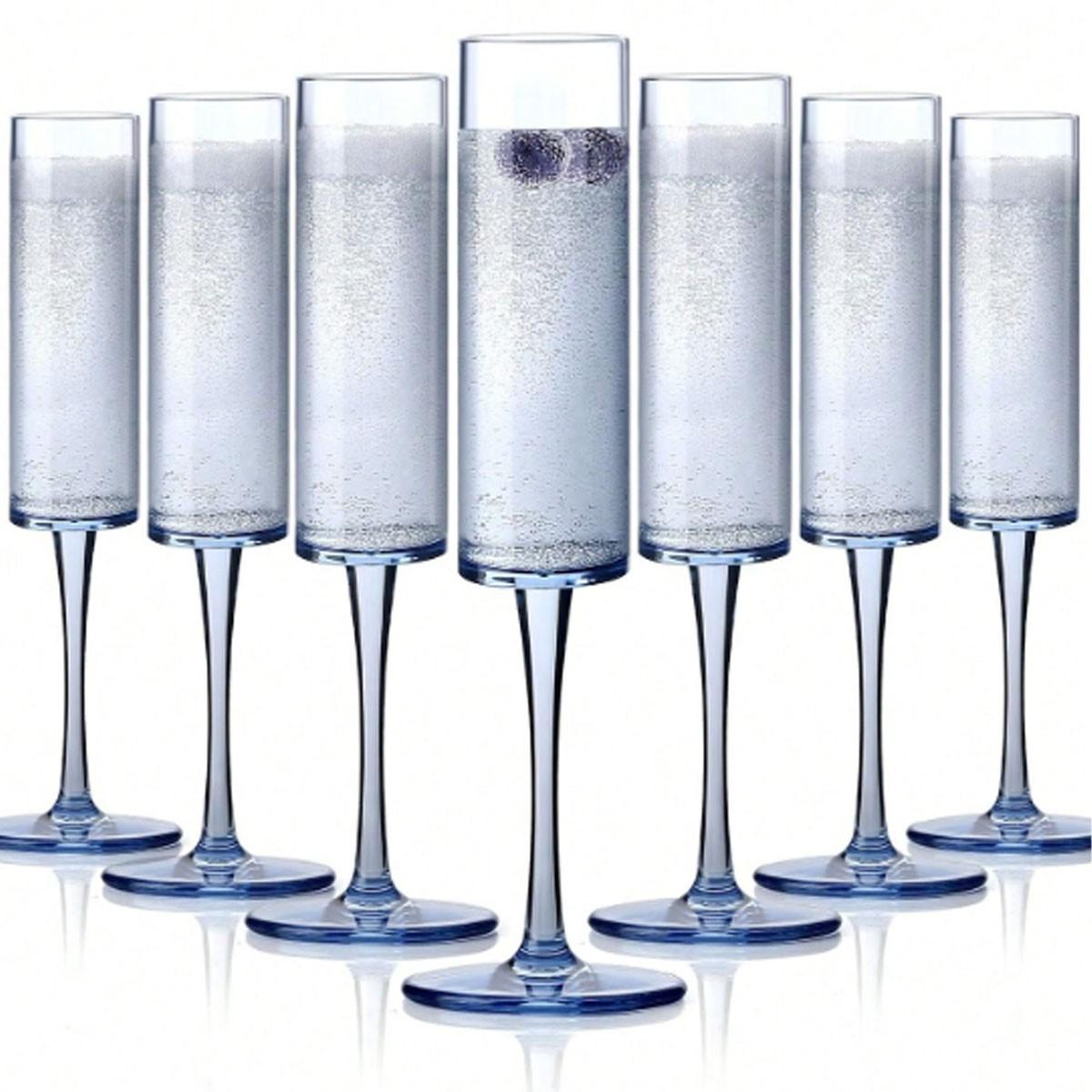 3/6 Pack Shatterproof Acrylic Champagne Glasses, 5.5oz Reusable Highball Cups, Transparent Martini Glasses, Perfect for Cocktails and Desserts