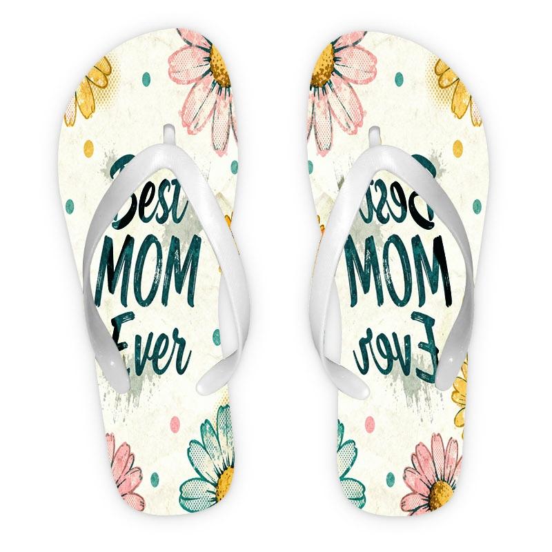 2026 Summer New Women's Flip Flops, Open Toe, Flat Heel, "Best MOM Ever" Daisy Decor, Multiple Colors&Sizes, Suitable for Mother's Day/Easter/Holiday Gift, All-Season Wear, Dry Clean, Fashion Sandals for Ladies, Women Shoes