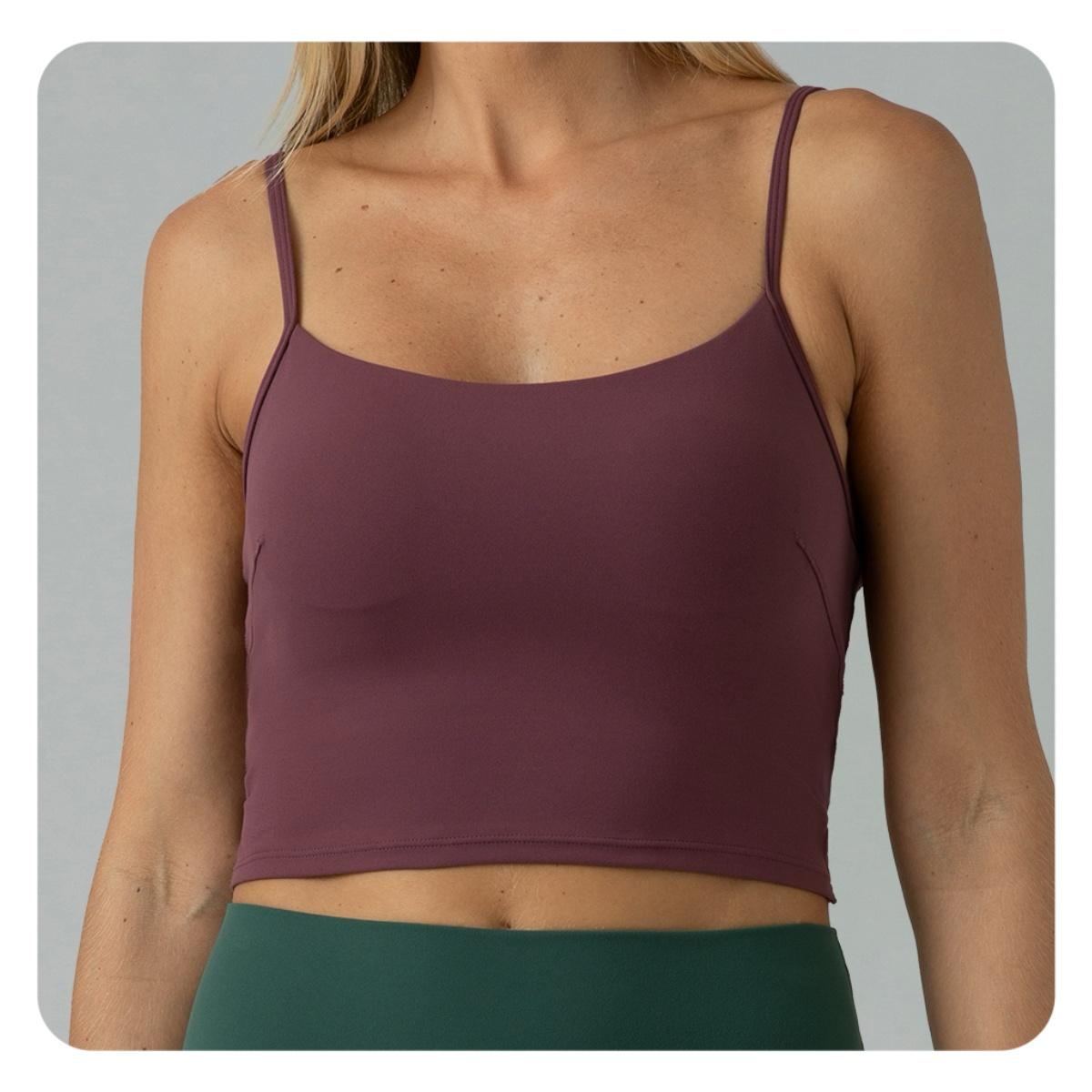 Colorfulkoala Women's Dreamlux Crop Tank Tops with Built in Bra Adjustable Workout Yoga Camisole