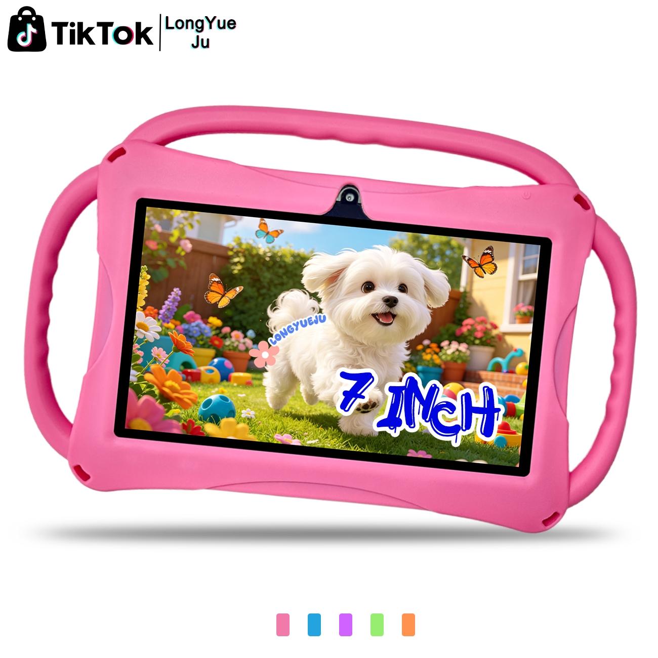 7-inch ultra light children's tablet, Childrens tablet, Toddler tablet, Kid Tablet, One handed grip for children, Anti fall silicone cover+parental whitelist control, Pre installed offline learning content for sofa/car/travel, Blue kindergarten birthday