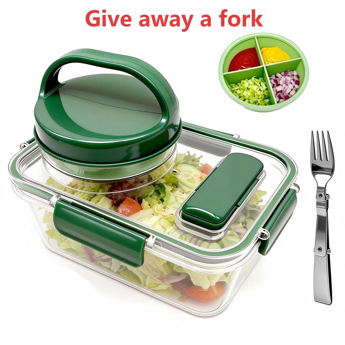 Portable Salad Bowl with Side Open Lid, Fruit Vegetable Food Storage Box, Reusable Lunch Container, Ideal for On-The-Go Meals
