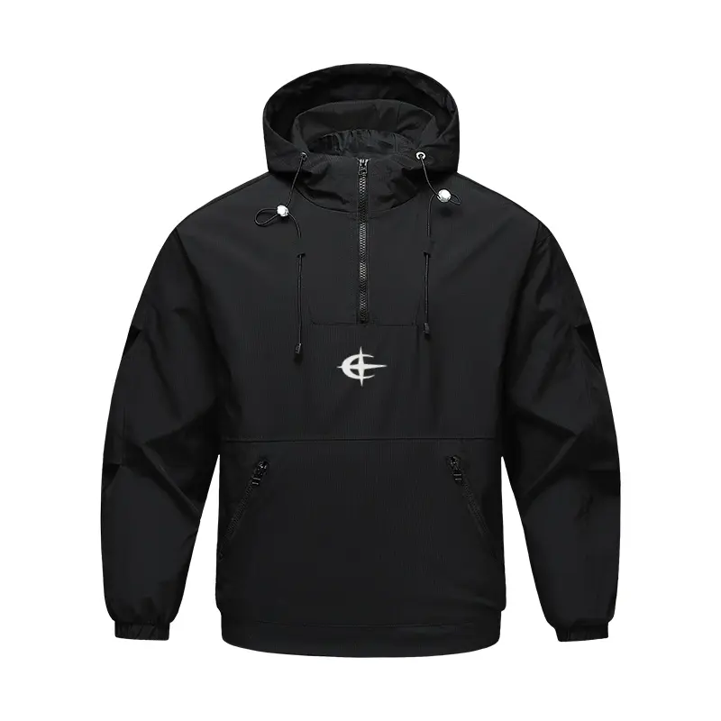 Men's Half Zip Hooded Anorak Jacket Lightweight Waterproof Windbreaker Pullover Tactical Outdoor Coat Casual Pocket Outerwear Tops Active Gear cozy soft cool clean chic sporty premium classic stylish durable trendy relaxed comfy modern vibe urban street
