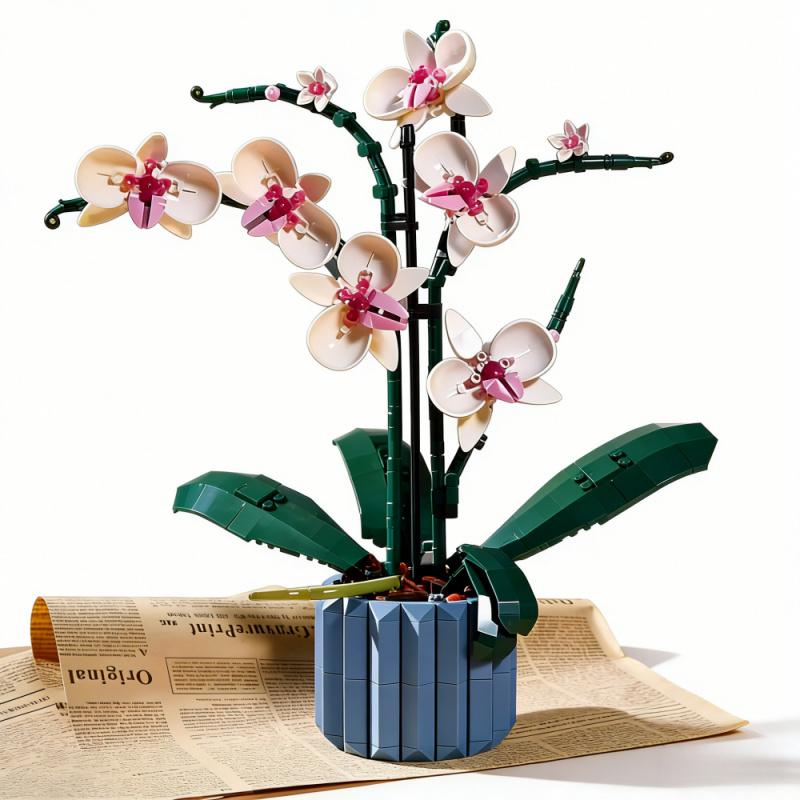orchid set botanical collection flowers adult building kit fake orchid plant home decor flower mothers day gift for her  never wilt flowers desk ornament Orchid 10311  Orchid 608 Pieces Orchid Gift for Her