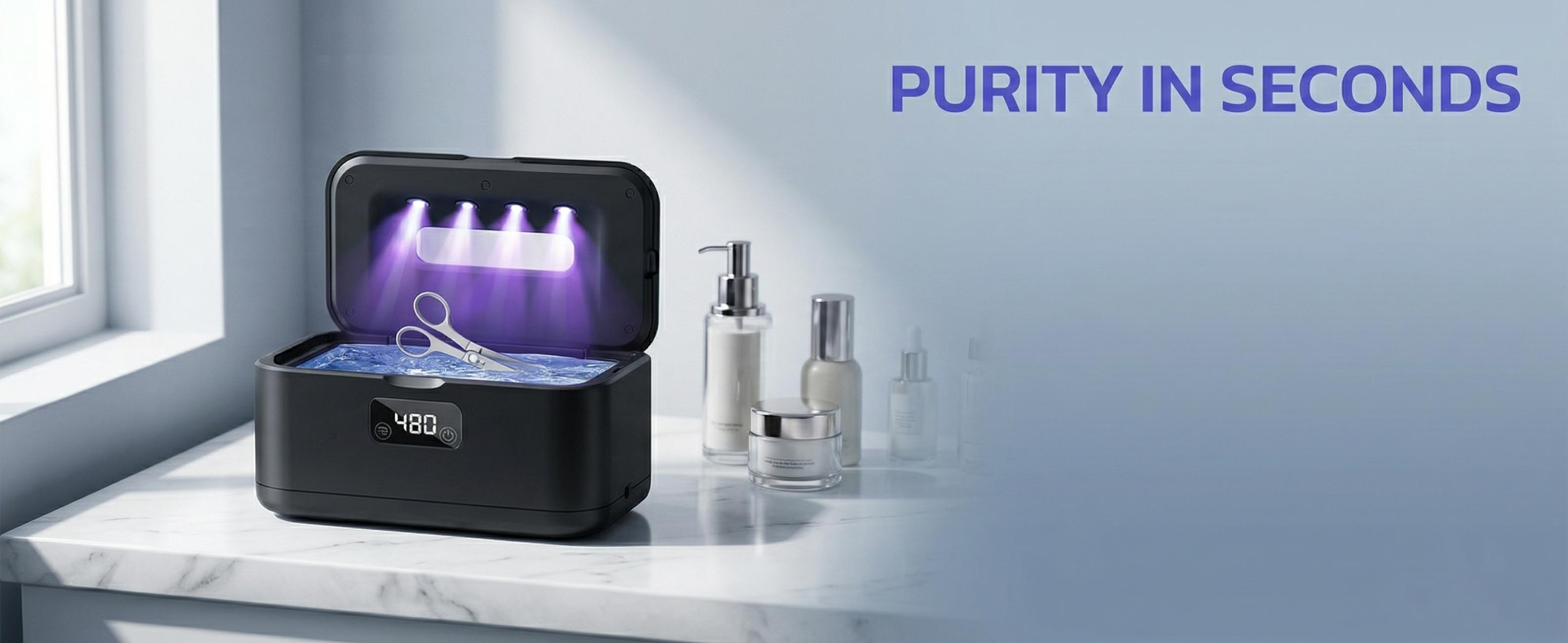 Ultrasonic Jewelry Cleaner with UV Sterilizer – 360° Deep Clean for Rings, Glasses & Watches, Portable Plug-In Washer