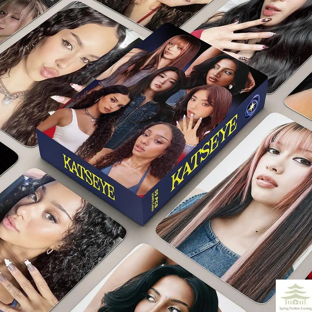 55Pcs/Set Kpop Idol KATSEYE New Album BEAUTIFULCHAOS Lomo Cards LARA DANIELA HD Printd Photocards Stickers MANON MEGAN Fans Gift
