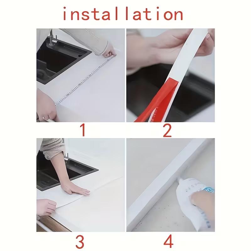 A 1-Meter Long Countertop Bathroom Waterproof Strip, Kitchen Sink Waterproof Strip, Made Of Sturdy And Flexible Bathroom Waterproof Strip, Suitable For Sinks And Countertops, Classic Style