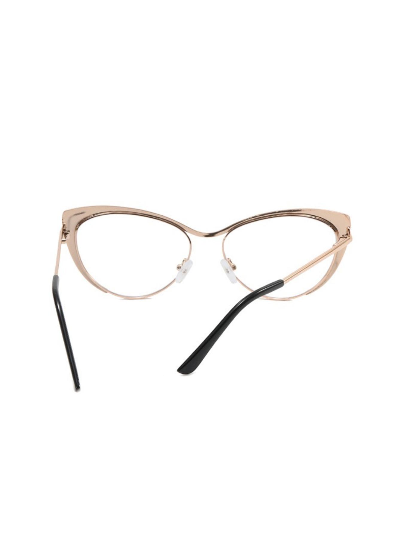 Women's Cat Eye Anti-Blue Light Glasses, Metal Frame Spring Hinges, Transparent Lenses for Computer Reading Gaming TV Phone Use, Trendy Casual Eyeglasses