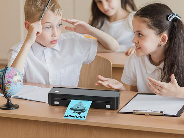 JADENS Portable Printer with 6 Rolls of Thermal Paper, Inkless Printer Bluetooth Support for 8.5" x 11" Size, 4"X6",2"，3"，2" Round Label