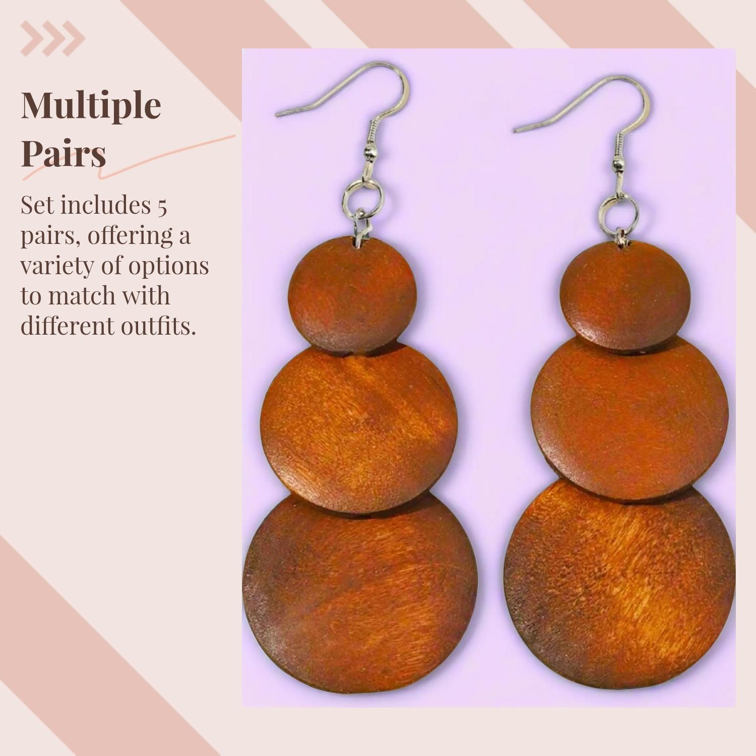 Wooden Dangle Earrings, Crafted From Wood Boho Style Hollow Out Geometric Design Earrings, Fashion Jewelry Accessories for Women & Girls, Unique Design Earrings