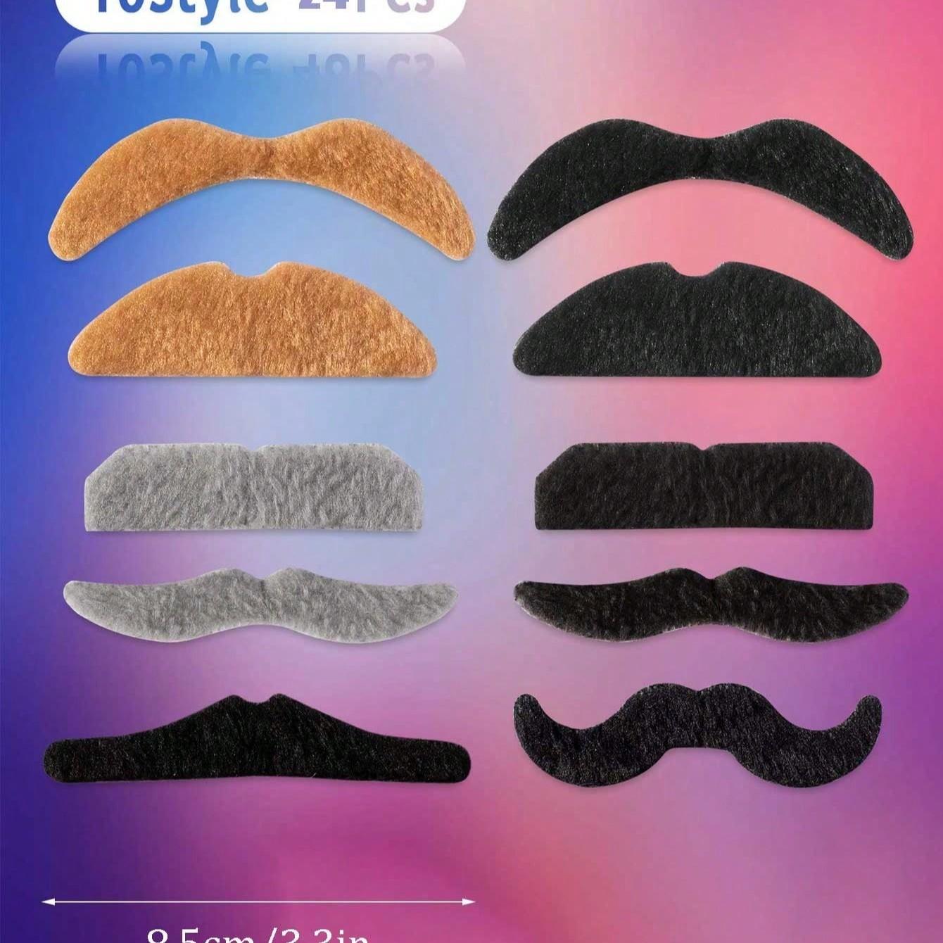 Self-Adhesive Fake Mustache Set, 4/12/24/48 Pieces, Unique Beard Styles, Perfect for Role Play, Halloween Party, Cosplay, Photo Booths