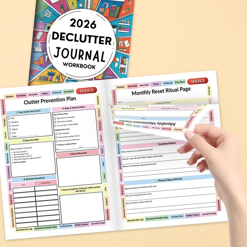 2026 Declutter Journal Workbook for Household Organization, Casual Style Family Decluttering Guide, Perfect for Home Organization