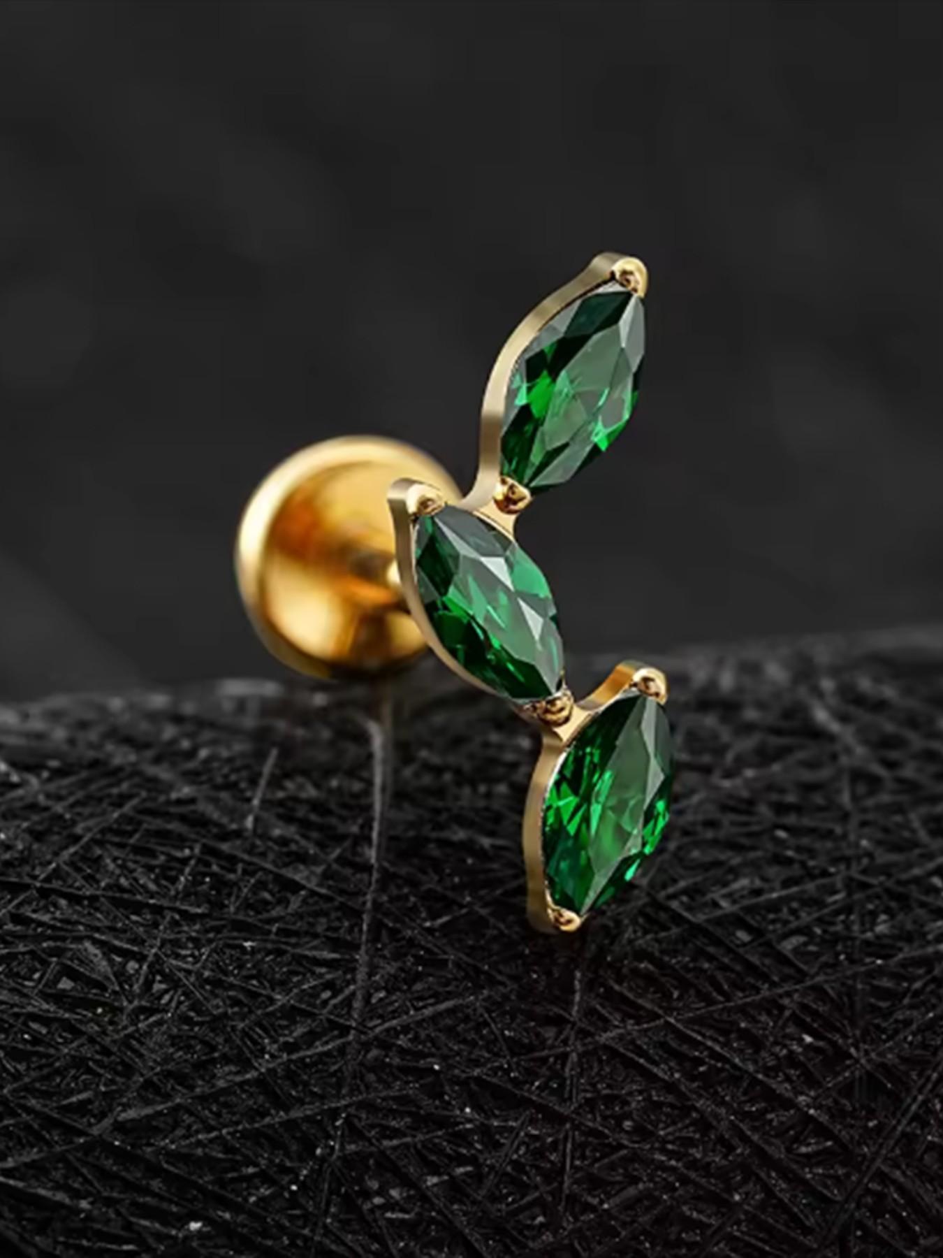 vanku 1pcs G23 Titanium Labret Studs 16G Threadless Push in Lip Piercing CZ Stud Piercing Jewellery for Tragus/Nose/Helix/Conch/Medusa/Lip/Labret - Helix Tragus Cartilage Earring for Women Men