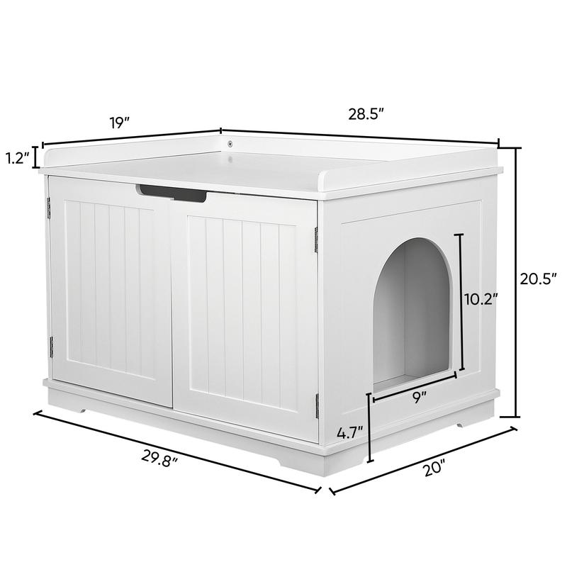 Pet Republic 20-in/ 30-in White Cat Litter Box Furniture Pet Cat Washroom Hidden Enclosure House & End Side Table
