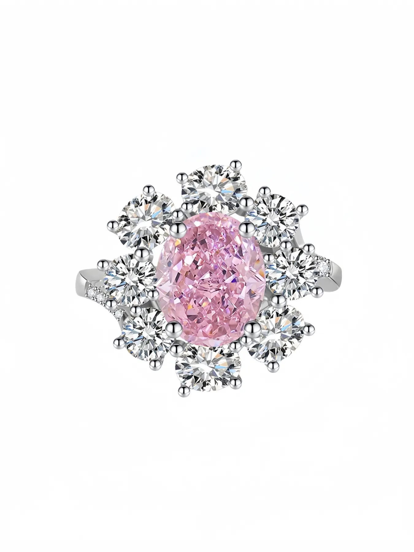 Wild Green Wreath Beloved Ring, versatile light luxury ring with sparkling pink ice-cut gems. Elegant band ideal for dates, daily outfits, vacations and formal dinners.
