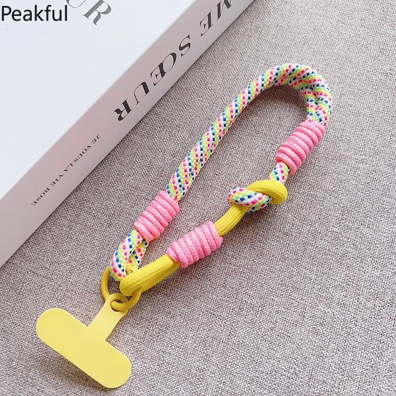 Y2K Colorful Braided Phone Lanyard, Viral Neon Mini Wrist Strap for Smartphones, Detachable Tethered Accessory with Adjustable Knot, lightweight woven design & secure attachment, ideal for music festivals, beach trips, travel days and casual streetwear