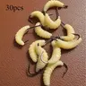 30 Realistic Worm-Shaped Silicone Fish Lures Floating Swimming Lures with Hooks, Soft Artificial Maggots, Bass Fishing Lure for Trout Bass Bluefish Bass Flounder, Fishing Tools, Fishing Stuff