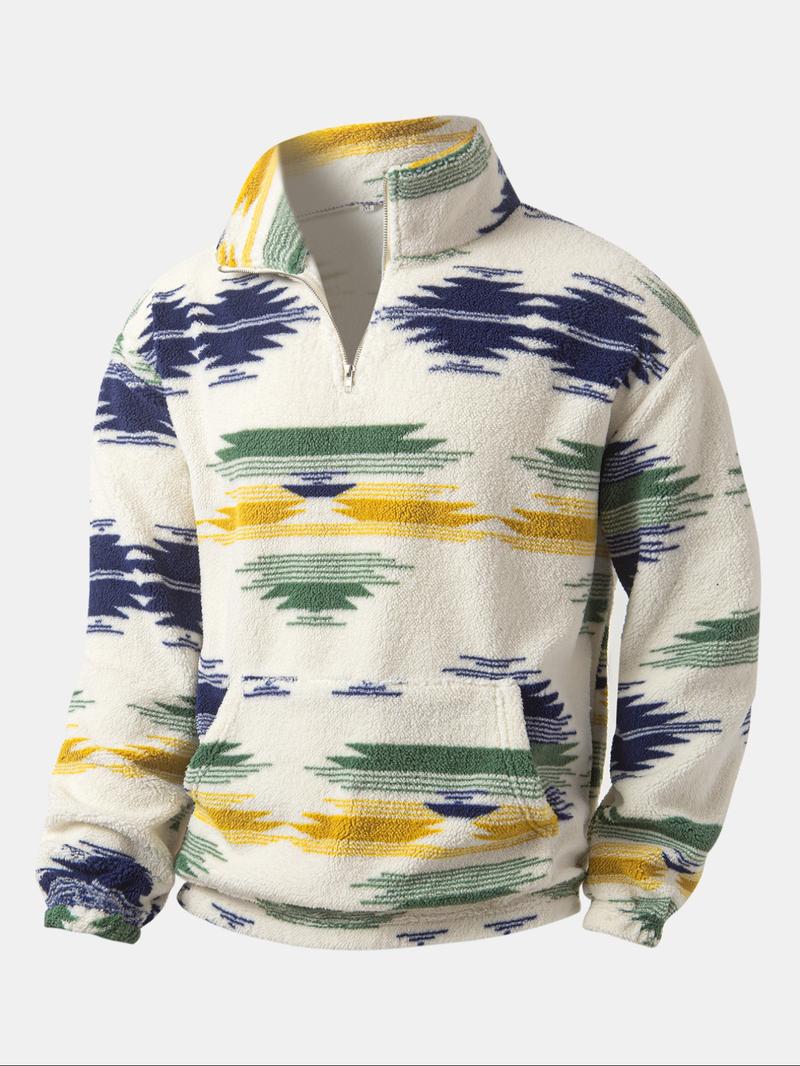 Men's Fall Winter Mid-High Neck Half Zip Fleece Pullover Sweatshirt, Warm and Cozy, Perfect for Cold Weather, Stylish and Comfortable