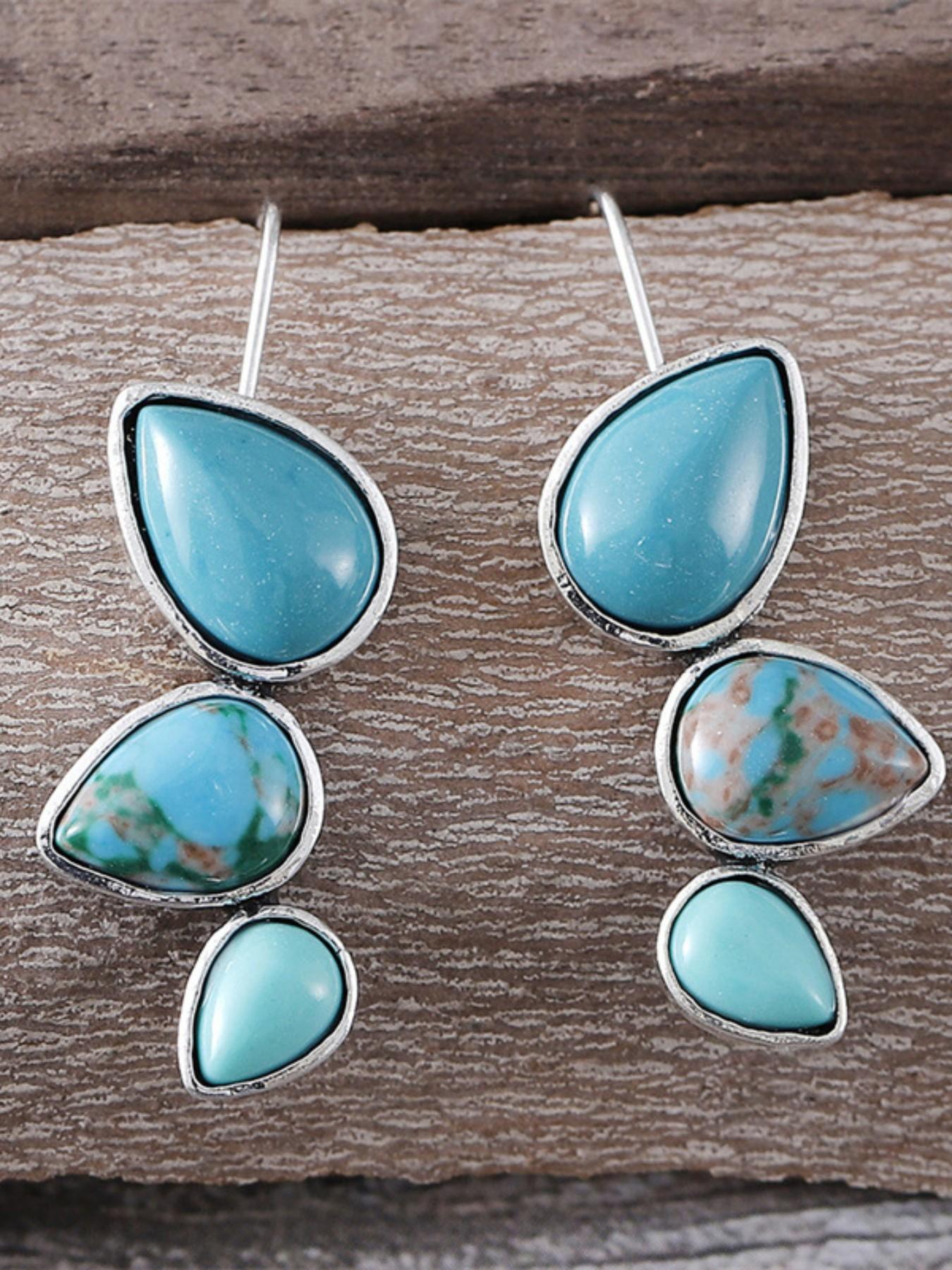 Vintage Ethnic-Style Turquoise Teardrop Earrings – Perfect for Vacation Looks / Ethnic-Style Accessories – Ideal for Everyday Wear and Vacation Outfits / Ethnic-Style Accessories – Gifts for Her on Anniversaries or Mother’s Day