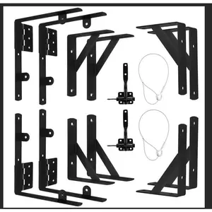 Fence Gate Kit Gate Hardware, Corner Brace Brackets Anti Sag Gate Kit Heavy Duty Gate Hardware for Wooden Fence with Latch,Works for Shed Doors, Driveway Gates, Corral Gates, Wood Windows（2 Set)